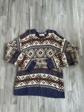 American Eagle Outfitters Crewneck Sweater - Navy, Cream, Burgundy